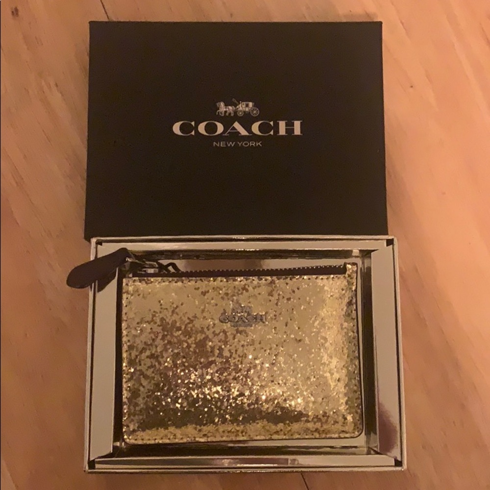 Coach Gold Glitter ID Wallet / Coin Purse